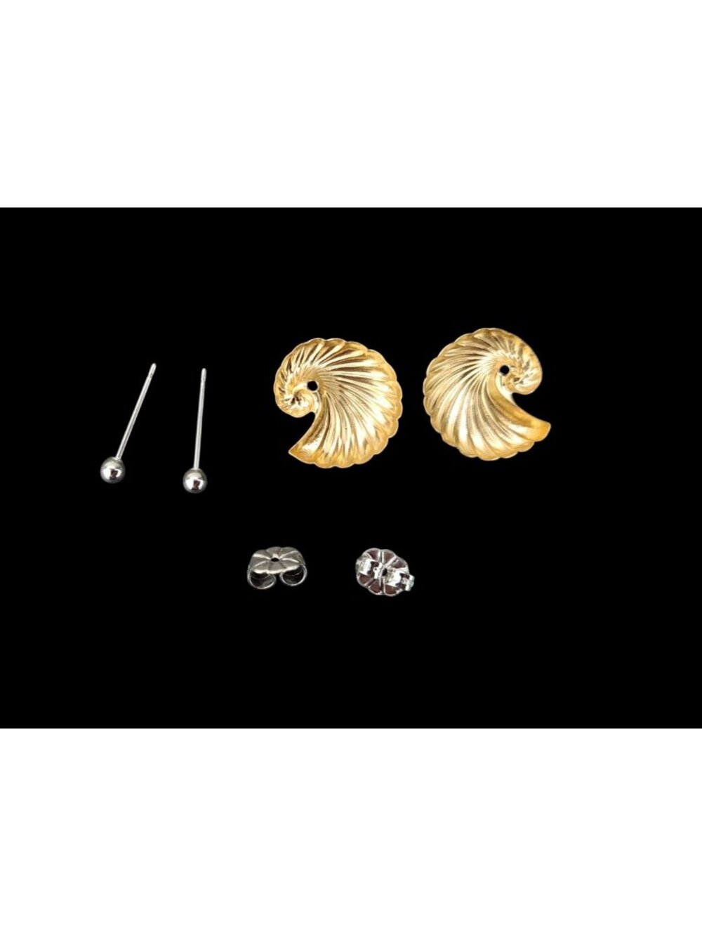 Vintage Avon 14K Gold-Filled Sterling Silver Convertible Pierced Earrings Shell - Picture 3 of 13